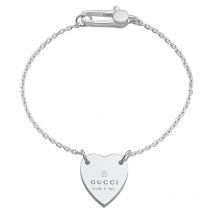Gucci Trademark Sterling Silver Heart Bracelet - 15cm
