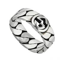 Gucci Interlocking Sterling Silver Band Ring - M.5