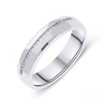 Platinum Diamond Court Shaped Wedding Ring - N