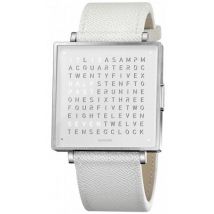 QLOCKTWO Watch W39 Pure White Leather D - Silver