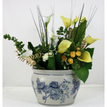 Ceramic Planter, Vintage Blue & White Magnolia Design