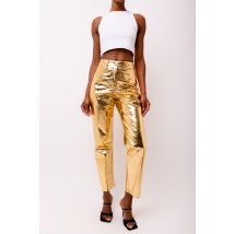 Lupe Gold Textured Metallic Trousers