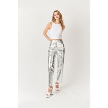 Lupe Silver Textured Metallic Trouser