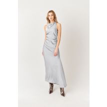 Wynter Silver Cowl Neck Midi Dress