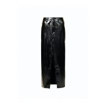 Lupe Black Metallic Leather Maxi Skirt