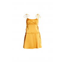 Clancy Orange Satin Tie Mini Dress