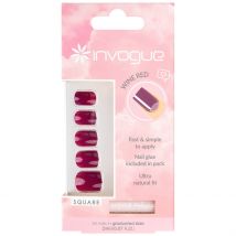 Invogue False Nails Square Medium Length - Wine Red