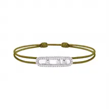 Messika Care(s) 18ct White Gold & 0.26ct Diamond Khaki Cord Pavé Bracelet