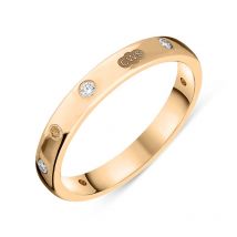 18ct Rose Gold 0.12ct Diamond King's Coronation Hallmark 3mm Ring - T