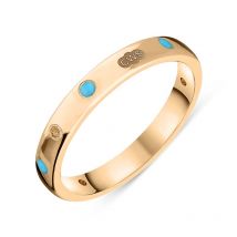 18ct Rose Gold Turquoise King's Coronation Hallmark 3mm Ring - N