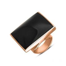 18ct Rose Gold Whitby Jet Large Square Ring - Rose Gold