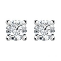 18ct White Gold 0.40ct Diamond Claw Set Solitaire Stud Earrings - White Gold