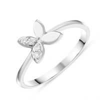18ct White Gold 0.06ct Diamond Butterfly Ring - Option1 Value White Gold