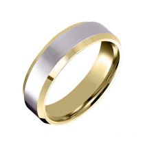 18ct Yellow Gold and Palladium 6mm Matt Flat Top Wedding Ring