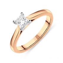 18ct Rose Gold 0.20ct Diamond Princess Cut Solitaire Ring
