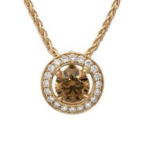 18ct Rose Gold 0.48ct Brown Diamond Halo Necklace
