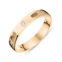 18ct Rose Gold 0.15ct Diamond King's Coronation Hallmark 4mm Ring - O