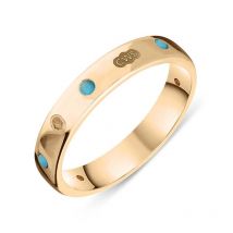18ct Rose Gold Turquoise King's Coronation Hallmark 4mm Ring - U