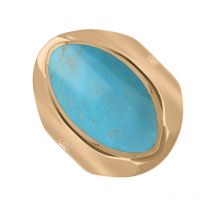 18ct Rose Gold Turquoise King's Coronation Hallmark Medium Oval Ring - J