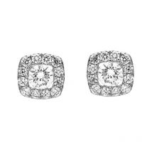 18ct White Gold 0.43ct Diamond Cushion Stud Earrings - Option1 Value White Gold