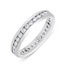 18ct White Gold 0.79ct Diamond Brilliant Cut Channel Set Wedding Eternity Ring - white gold