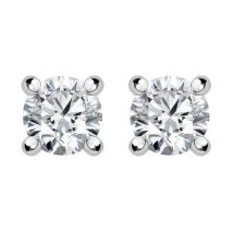 18ct White Gold 0.80ct Diamond Solitaire Brilliant Cut Stud Earrings - White Gold