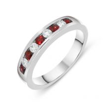 18ct White Gold Ruby and Diamond Channel Set Half Eternity Ring - White Gold