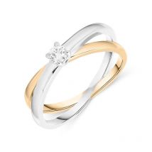 18ct White and Rose Gold 0.13ct Diamond Ring