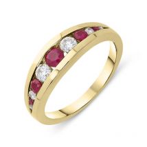 18ct Yellow Gold 0.29ct Ruby Diamond Graduating Ring - Option1 Value Yellow Gold