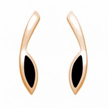 9ct Rose Gold Whitby Jet Toscana Long Marquise Stud Earrings - Rose Gold