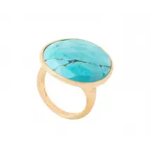 Marco Bicego Lunaria Colour 18ct Yellow Gold & Turquoise Cocktail Ring - J