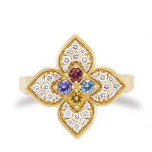 Roberto Coin 18ct Yellow Gold 0.38ct Diamond & Mixed Gemstones Venetian Princess Carnival Ring - 14-(54)