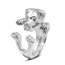 Dog Fever Sterling Silver Cane Corso Hug Ring - S Silver