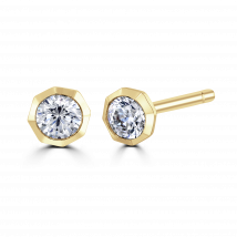 9ct Yellow Gold 0.25ct Lab Grown Diamond Solitaire Octagonal Stud Earrings