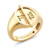 Faberge 1842 18ct Yellow Gold Egg Signet Ring - 55