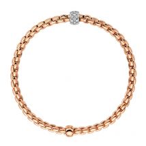 Fope Eka Tiny 18ct Rose Gold 0.19ct Diamond Bracelet - L