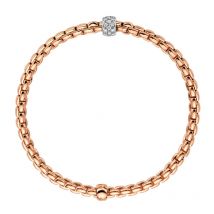 Fope Eka Tiny 18ct Rose Gold 0.19ct Diamond Bracelet - S