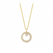 Georg Jensen Halo 18ct Yellow Gold 0.06ct Diamond Circular Necklace