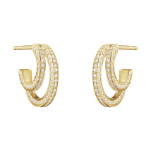 Georg Jensen Halo 18ct Yellow Gold 0.56ct Diamond Double Hoop Earrings