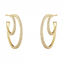 Georg Jensen Halo 18ct Yellow Gold 1.22ct Diamond Large Hoop Earrings