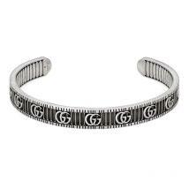 Gucci Double G Motif Aged Sterling Silver Bracelet