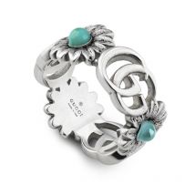 Gucci Double G With Flower Motif Sterling Silver Ring - L