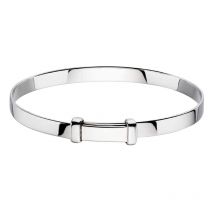 Little Star Cote Sterling Silver Christening Bangle - Silver