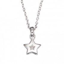 Little Star Kirsty Sterling Silver Diamond Star Necklace - Silver