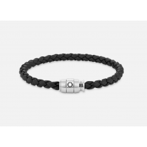 Montblanc Bracelet Steel 3 Rings Closing Black Leather