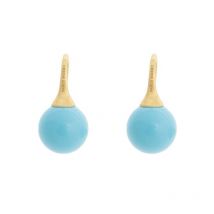 Marco Bicego Africa 18ct Yellow Gold Turquoise Small French Wire Earrings - Option1 Value Yellow Gold
