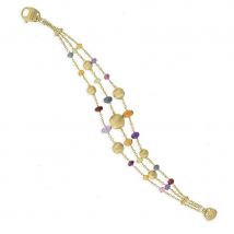 Marco Bicego Africa 18ct Yellow Gold Multi-Stone Triple Strand Bracelet - Option1 Value Yellow Gold
