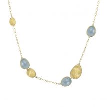 Marco Bicego Lunaria 18ct Gold Aquamarine Petal Shaped Necklace - Gold