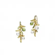 Mikimoto Olive 18ct Green Gold Akoya Cultured Pearl Peridot Earrings