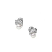 Mikimoto 18ct White Gold Akoya Pearl 0.72ct Diamond Les Pétales Place Vendôme Earrings